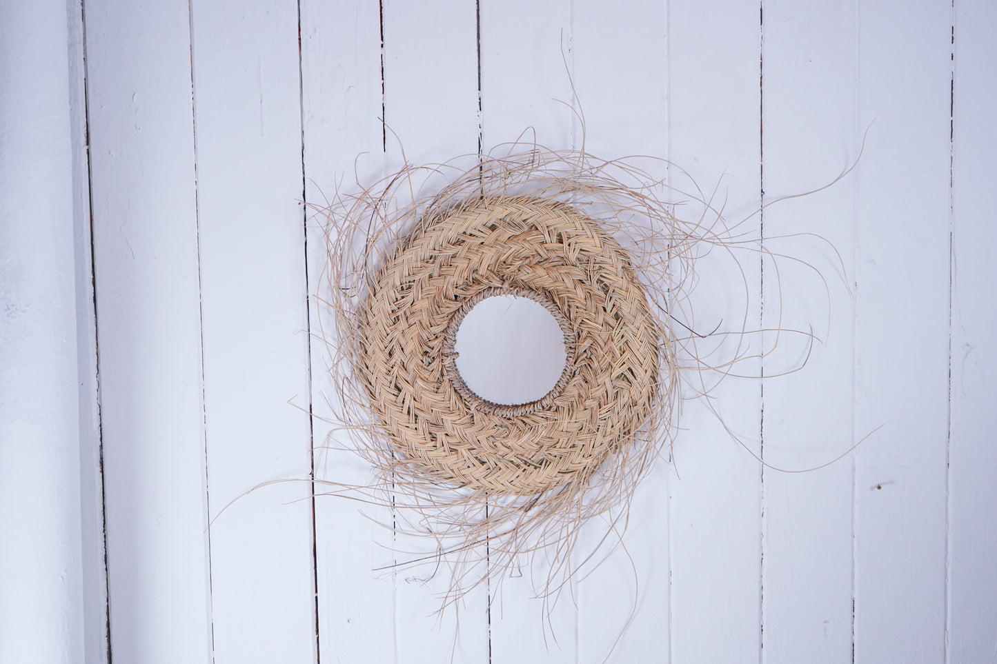 Marokkanischer Boho Wandspiegel handgefertigt aus Halfagras