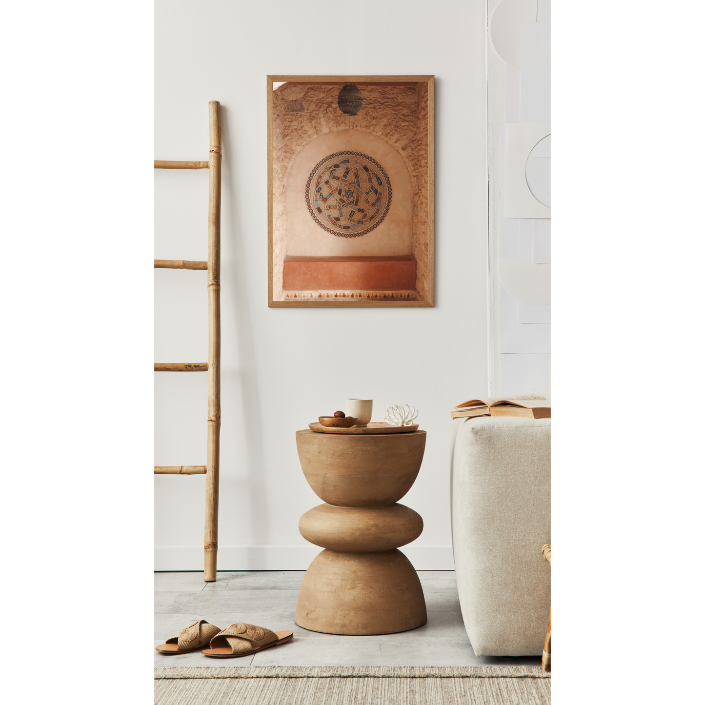 Bench with decoration poster