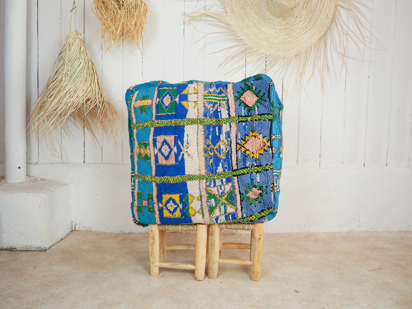 Marokkanischer Zemmour Pouf "Sorouk" – Handgefertigt aus Naturmaterialien