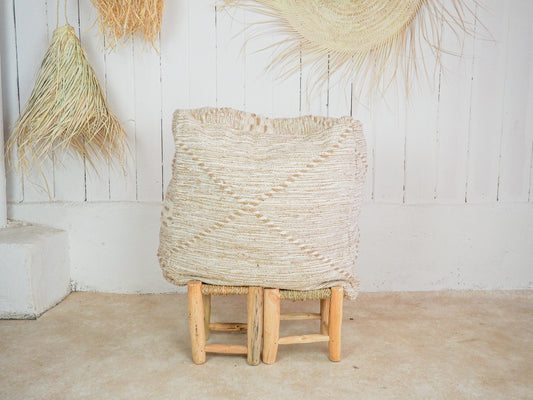 Marokkanischer Zanafi Pouf ´chaouia´ – Handgefertigt aus Bio-Wolle