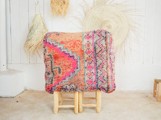 Marokkanischer Boujaad Pouf ´jamila´ - handgefertigt aus Bio-Wolle