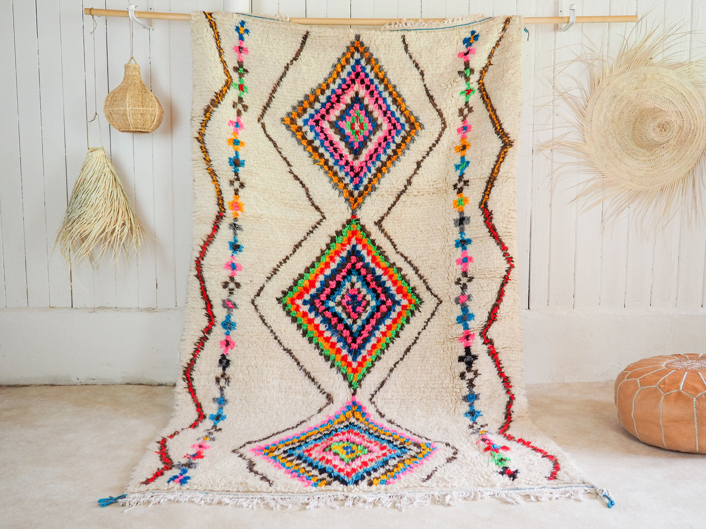 Handgefertigter Azilal Teppich `Maha` aus Marokko – Boho-Muster und hochwertige Wolle |  238 x 145 cm