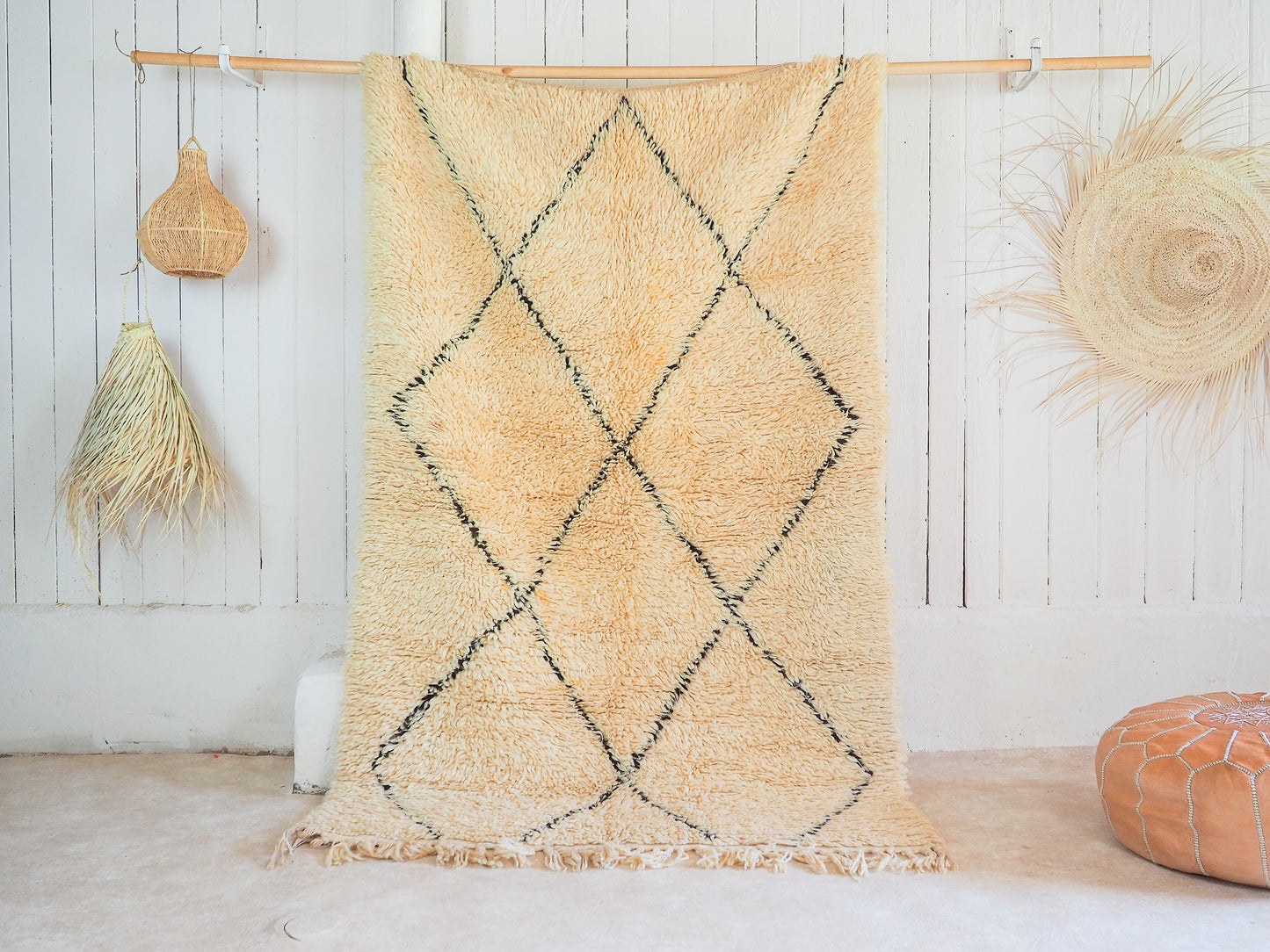 Beni Ouarain Teppich `Safi` – Handgefertigte Naturschönheit aus Marokko | 195 x 118 cm