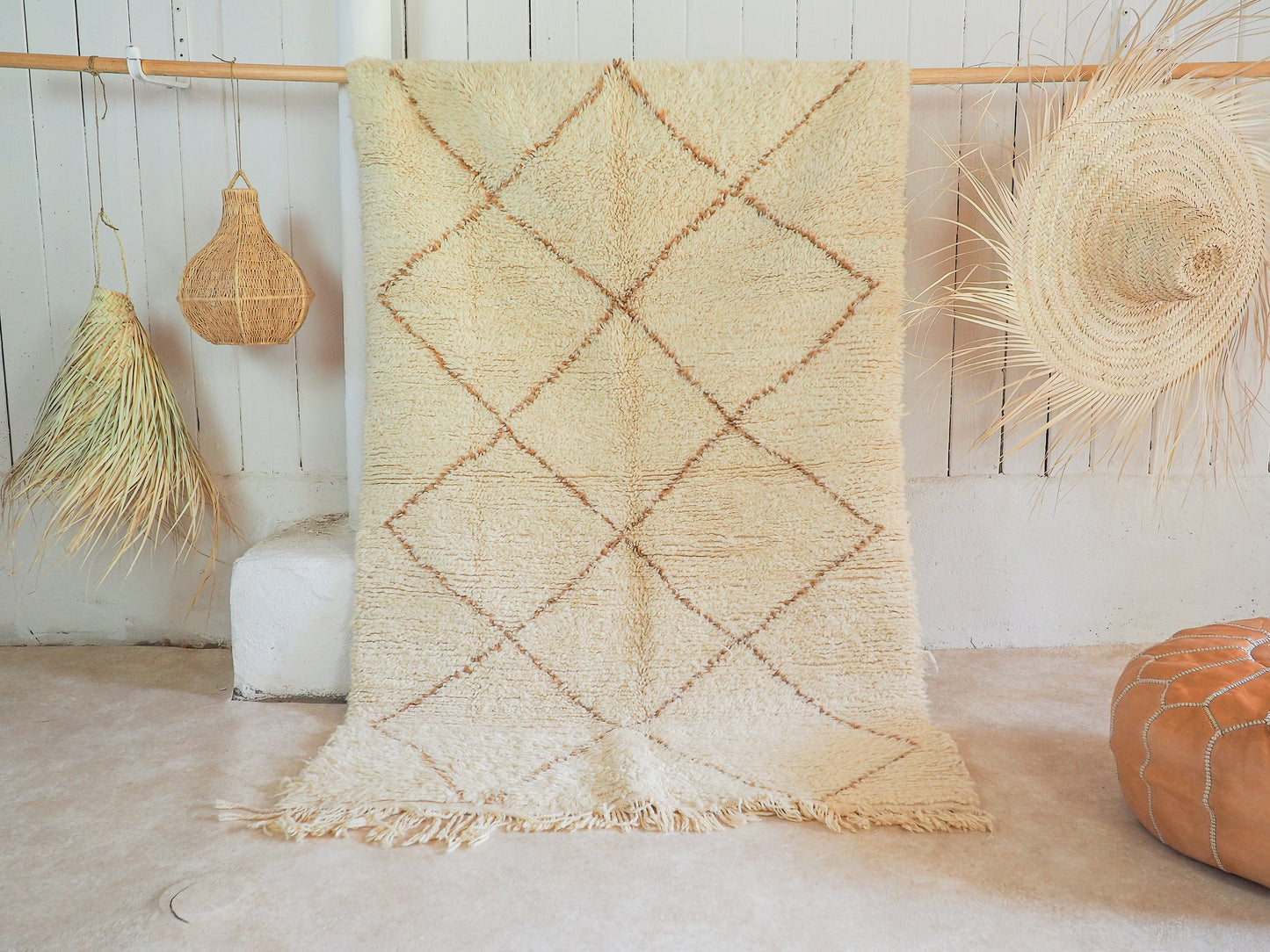 Beni Ouarain Teppich `Noura` – Handgefertigte Naturschönheit aus Marokko | 150 x 100 cm