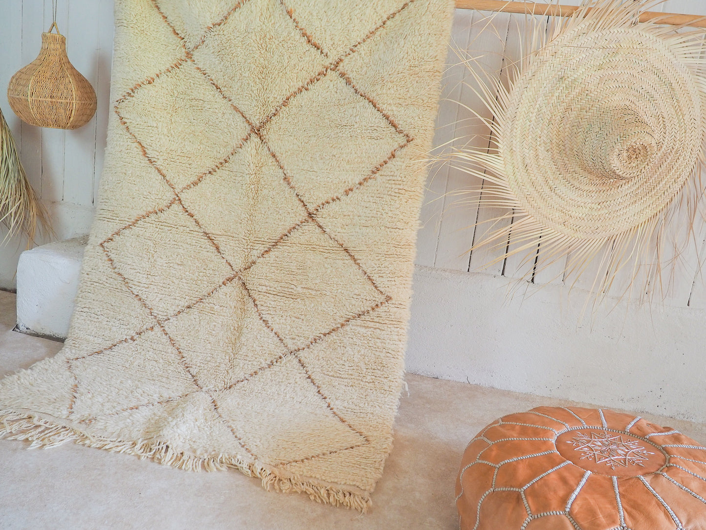 Beni Ouarain Teppich `Noura` – Handgefertigte Naturschönheit aus Marokko | 150 x 100 cm