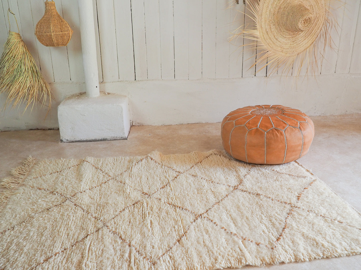 Beni Ouarain Teppich `Noura` – Handgefertigte Naturschönheit aus Marokko | 150 x 100 cm