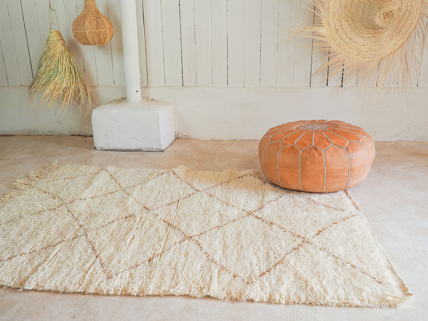 Beni Ouarain Teppich `Noura` – Handgefertigte Naturschönheit aus Marokko | 150 x 100 cm