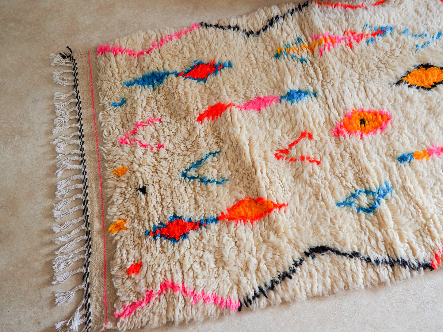 Handgefertigter Azilal Teppich `Amal` aus Marokko – Boho-Muster und hochwertige Wolle | 140 x 94 cm