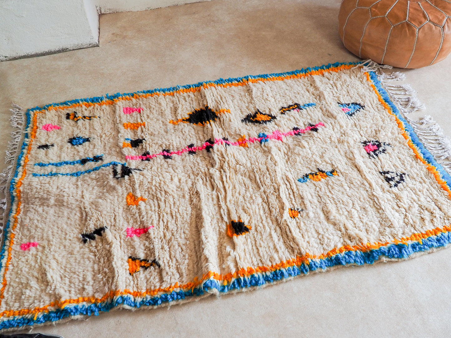 Handgefertigter Azilal Teppich `Nada` aus Marokko – Boho-Muster und hochwertige Wolle | 150 x 94 cm