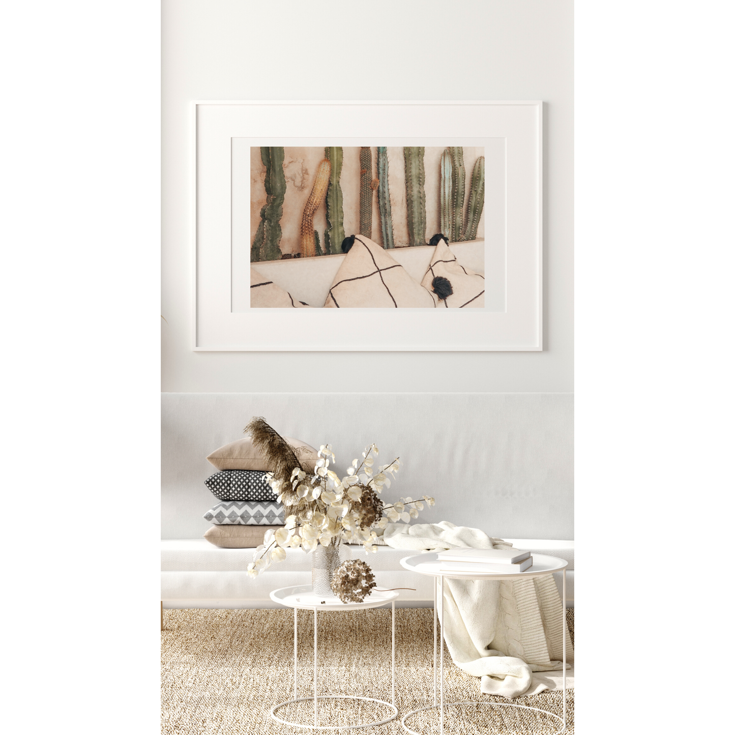 Cacti with pillows poster
